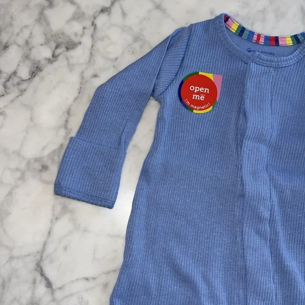 NWT Magnetic Me Organic Cotton Ribbed Blue Footie